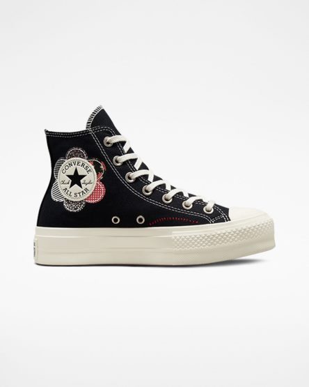 Zapatos Plataforma Converse Chuck Taylor All Star Lift Crafted Patchwork Altas Mujer Negras Rojas | PE 75E24P